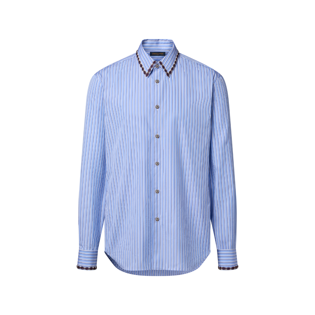 ビーズエンブロイダリー ロングスリーブ ストライプシャツ ｜ルイ